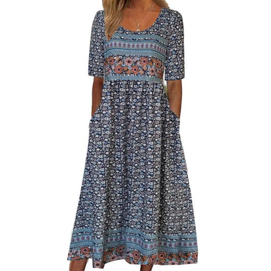 Bohemian print dress women